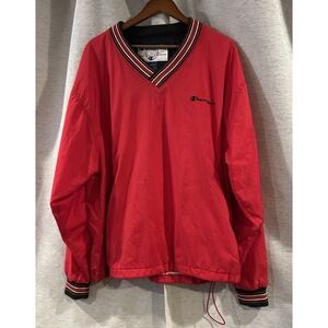 Vintage Champion Windbreaker‎ Mens Large Red Spell Out Pullover Jacket 90s Y2K